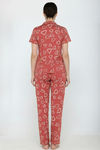 Zivame Knit Cotton Pyjama Set - Burnt Brick — thumbnail 3